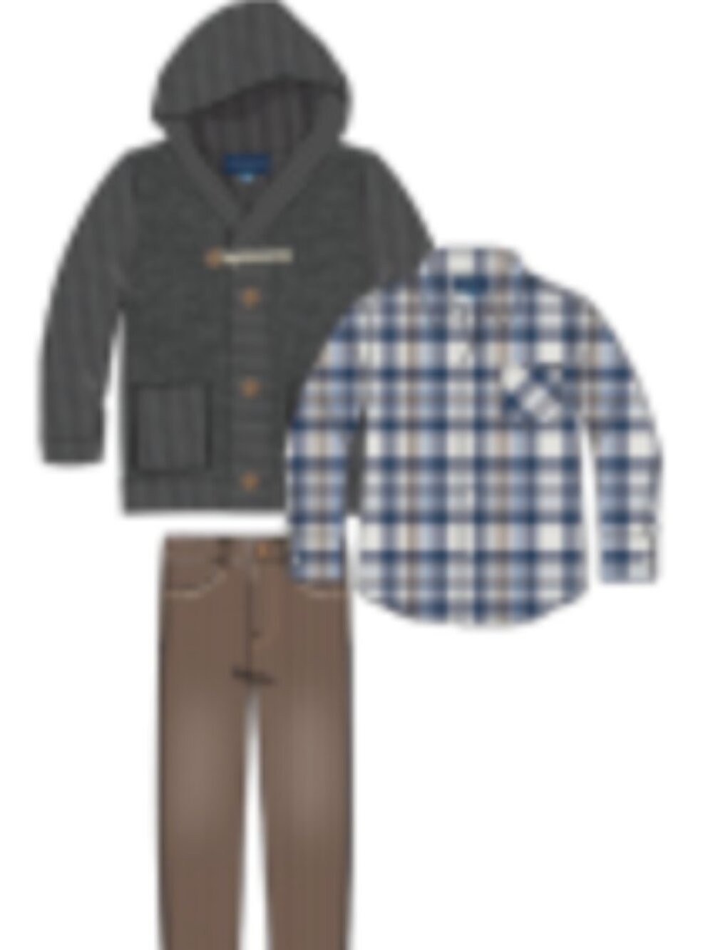 Andy & Evan - 3PC Hooded Cardigan & Cord Set